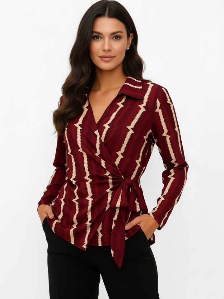Kate & Pippa Lisa Top In Burgundy Print-Nicola Ross