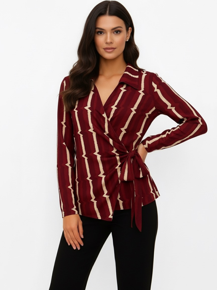 Kate & Pippa Lisa Top In Burgundy Print-Nicola Ross