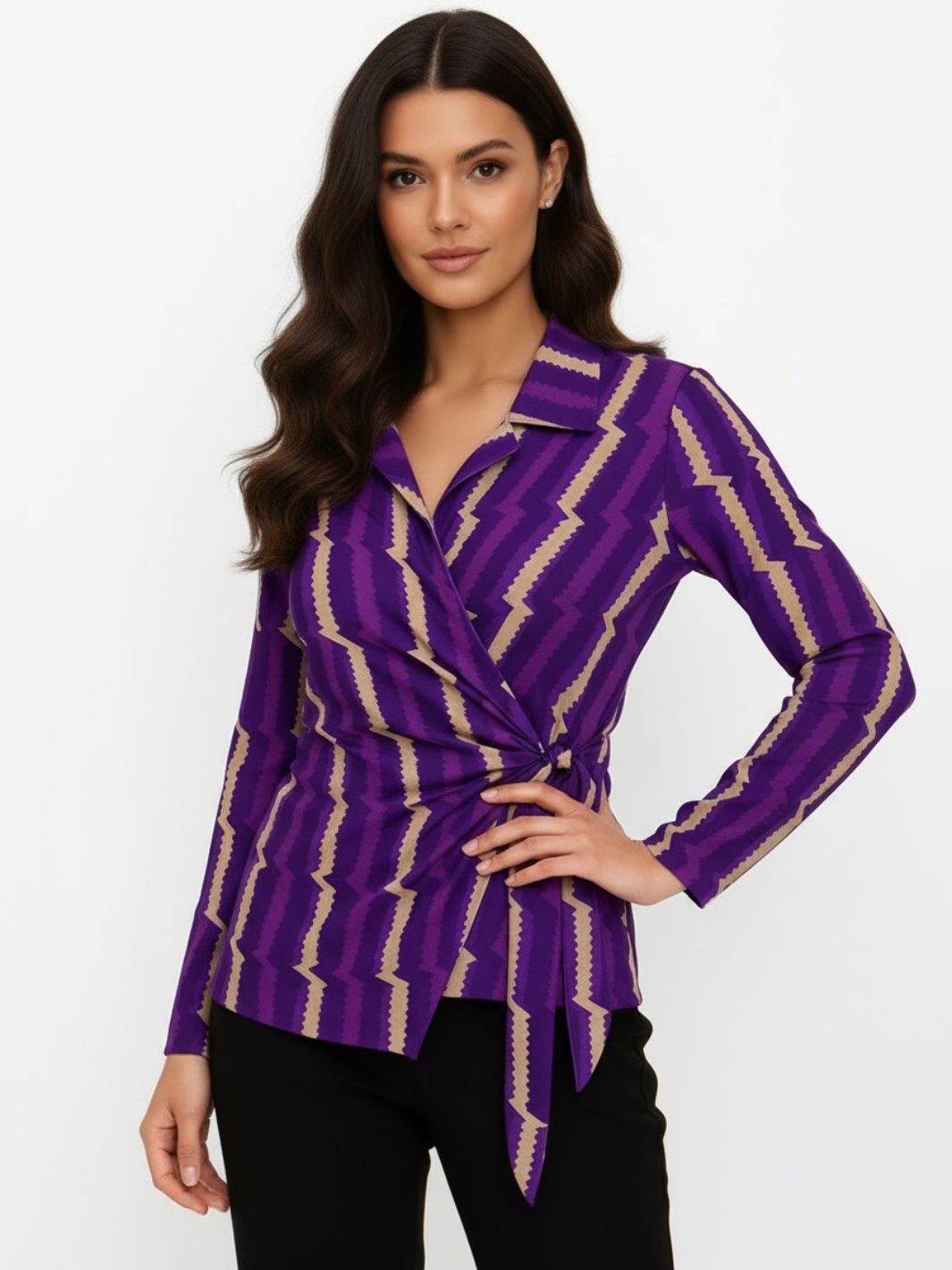 Kate & Pippa Lisa Top In Purple Print-Nicola Ross