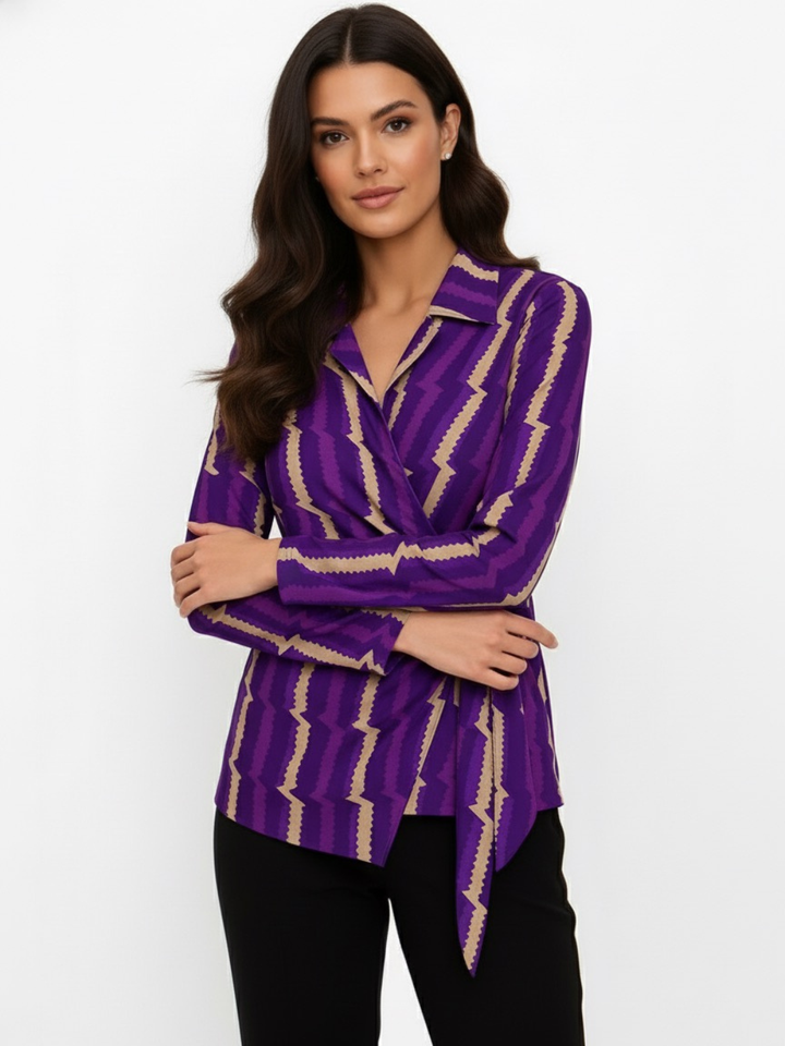 Kate & Pippa Lisa Top In Purple Print-Nicola Ross