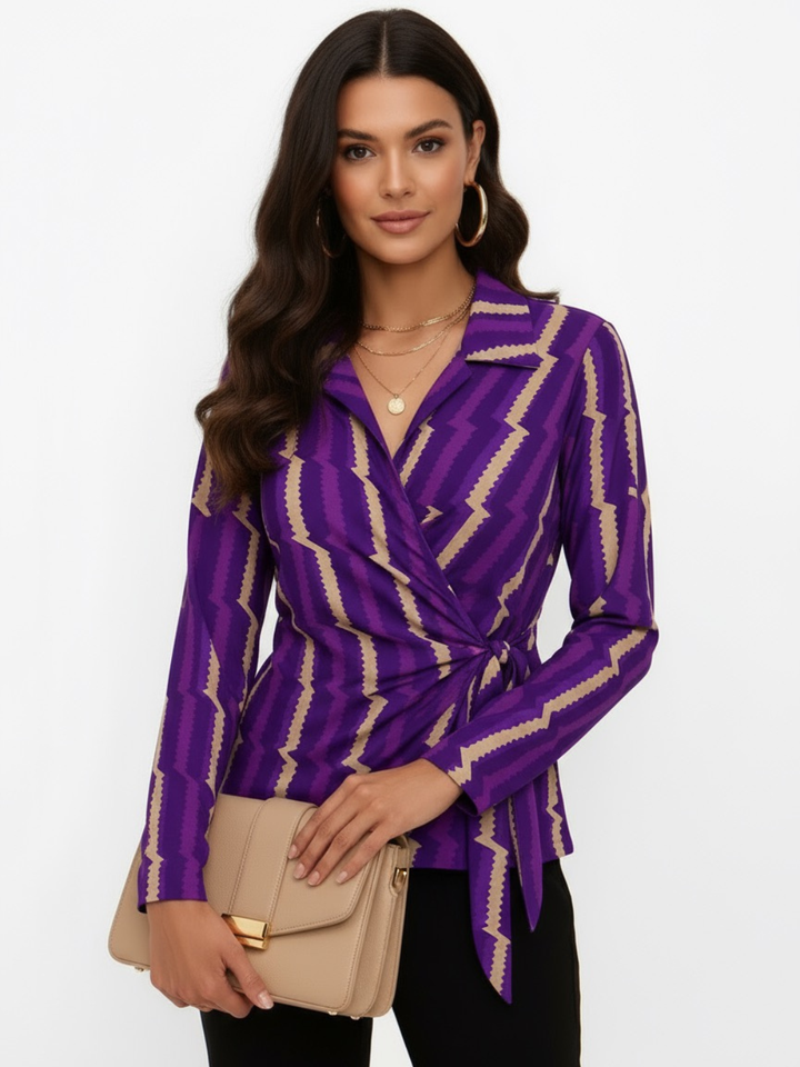 Kate & Pippa Lisa Top In Purple Print-Nicola Ross