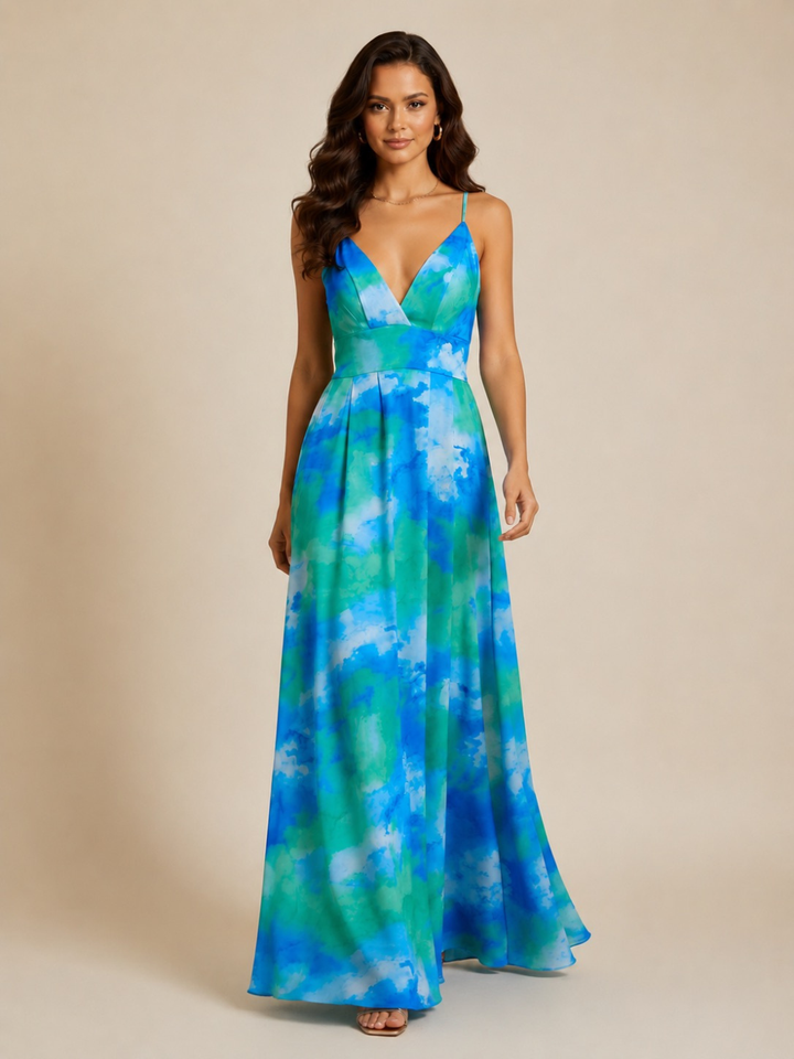 Kate & Pippa Lola Maxi Dress In Blue/Green-Occasion Wear-Guest of the wedding-Nicola Ross