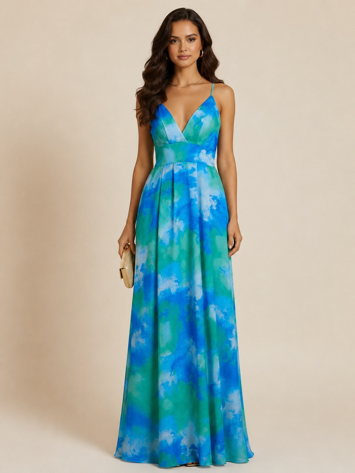 Kate & Pippa Lola Maxi Dress In Blue/Green-Occasion Wear-Guest of the wedding-Nicola Ross