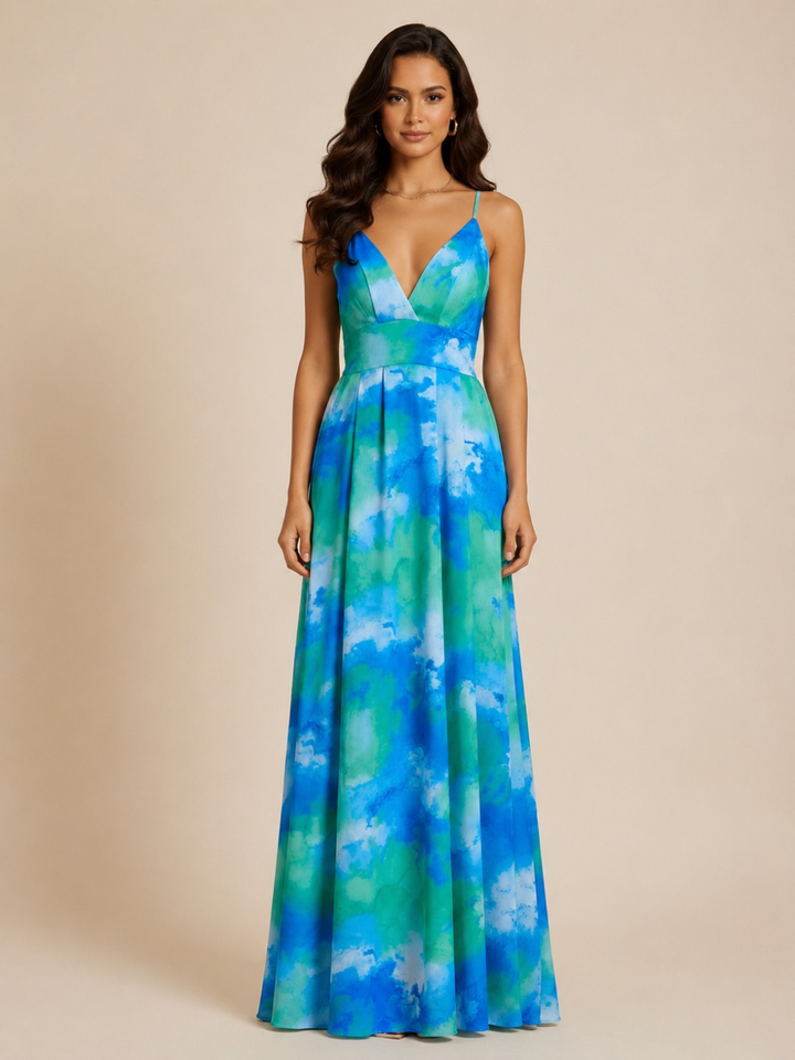 Kate & Pippa Lola Maxi Dress In Blue/Green-Occasion Wear-Guest of the wedding-Nicola Ross