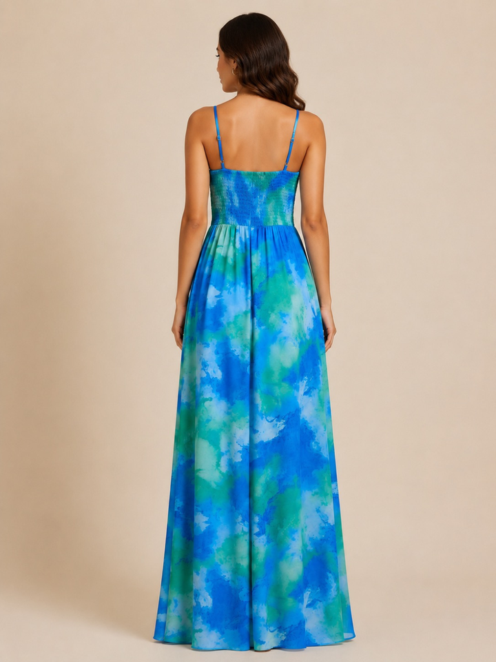 Kate & Pippa Lola Maxi Dress In Blue/Green-Occasion Wear-Guest of the wedding-Nicola Ross