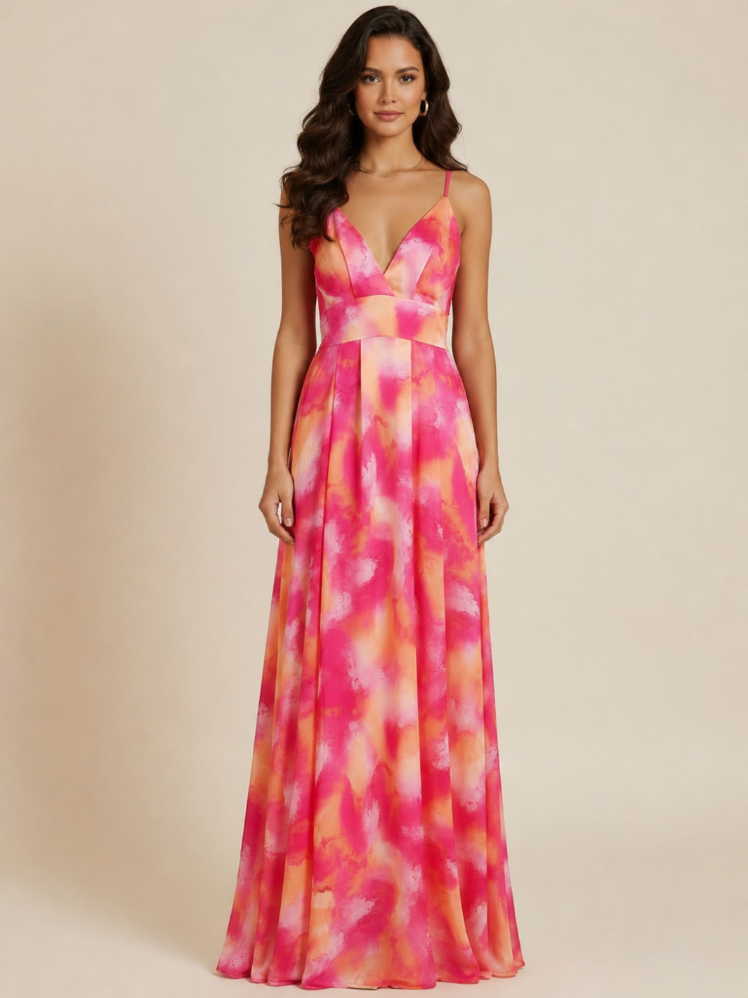 Kate & Pippa Lola Maxi Dress In Pink/Orange-Occasion Wear-Guest of the wedding-Nicola Ross