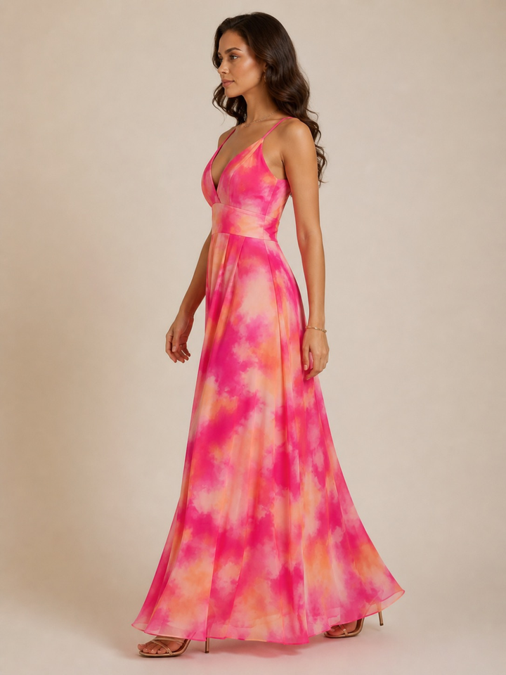 Kate & Pippa Lola Maxi Dress In Pink/Orange-Occasion Wear-Guest of the wedding-Nicola Ross