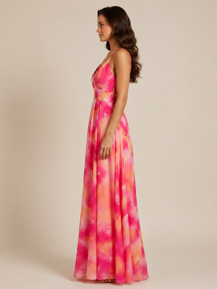 Kate & Pippa Lola Maxi Dress In Pink/Orange-Occasion Wear-Guest of the wedding-Nicola Ross
