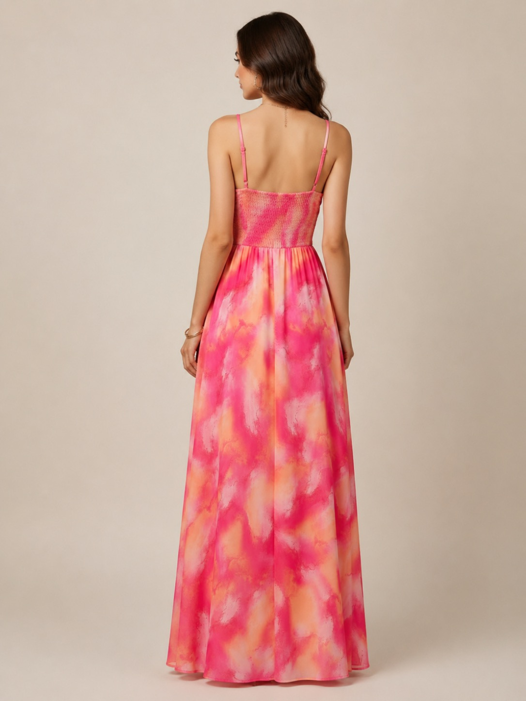 Kate & Pippa Lola Maxi Dress In Pink/Orange-Occasion Wear-Guest of the wedding-Nicola Ross