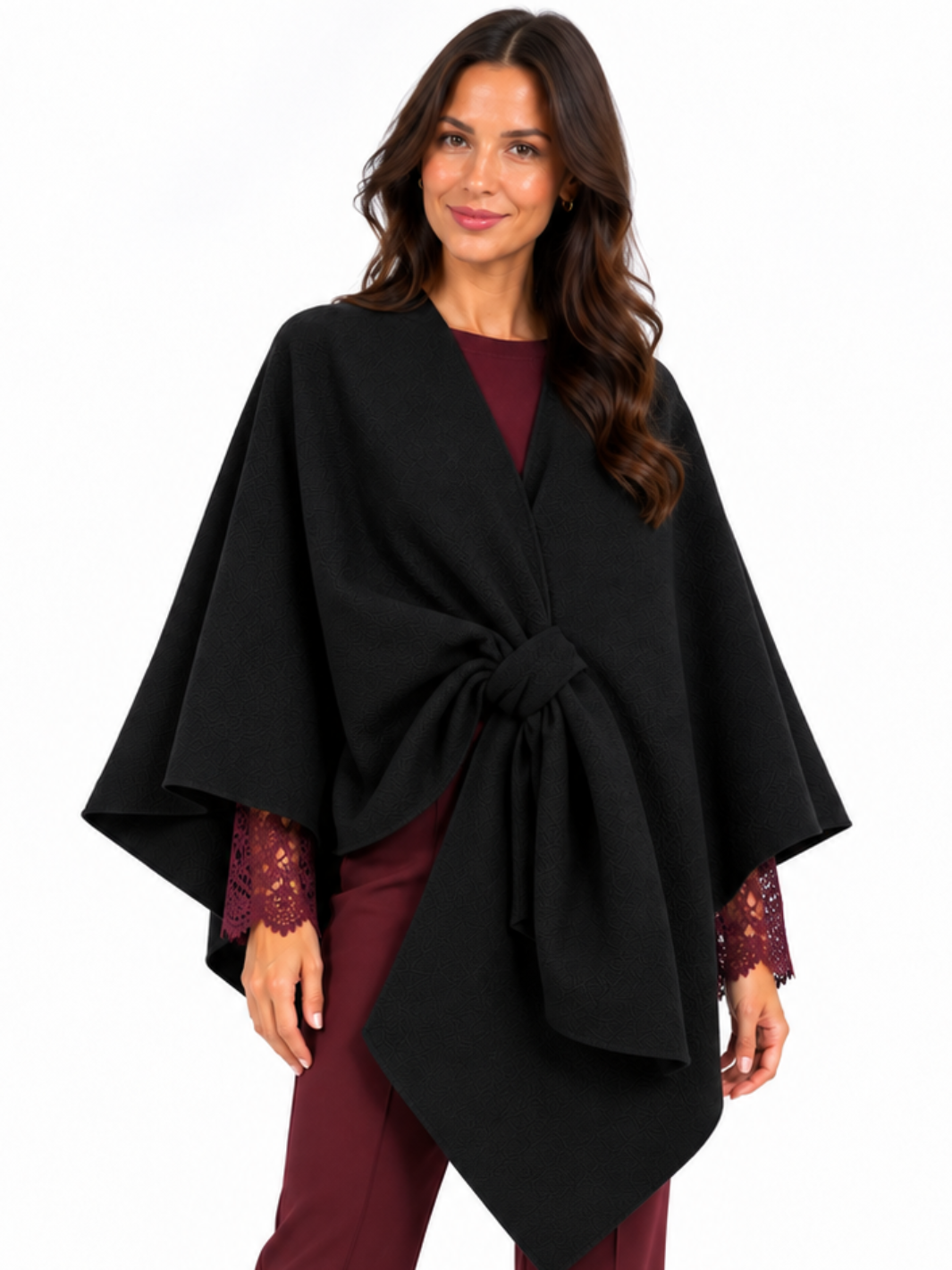 Kate & Pippa Lucia Wrap Knit In Black-Nicola Ross