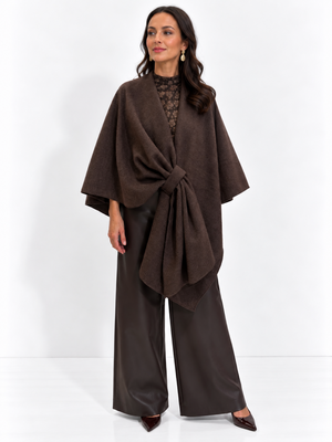 Kate & Pippa Lucia Wrap Knit In Brown-Nicola Ross