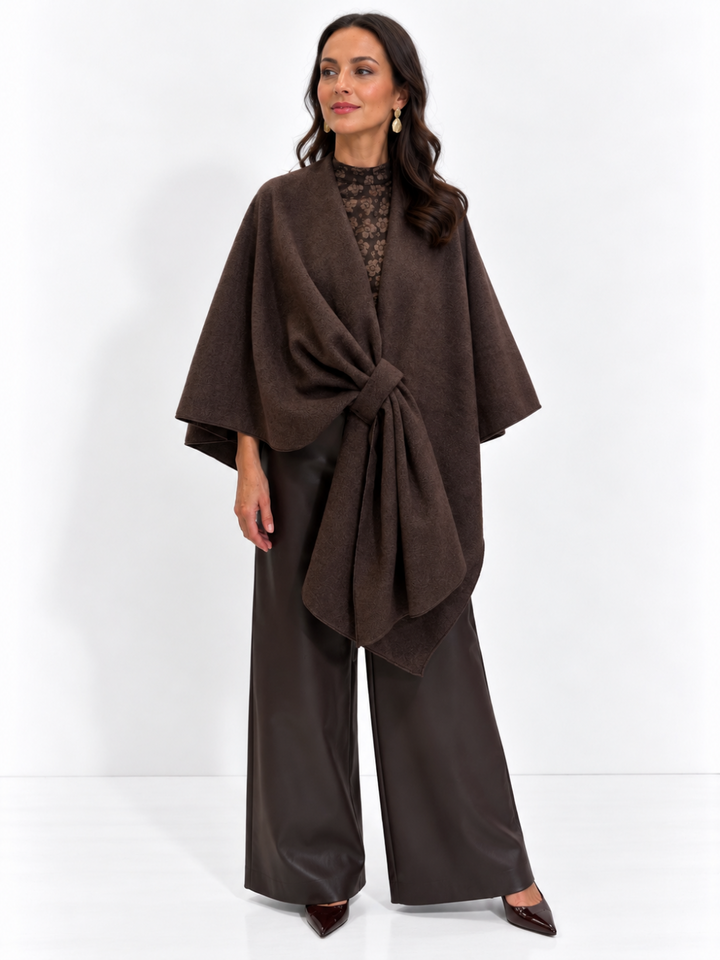 Kate & Pippa Lucia Wrap Knit In Brown-Nicola Ross