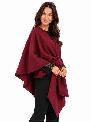 Kate & Pippa Lucia Wrap Knit In Burgundy-Nicola Ross