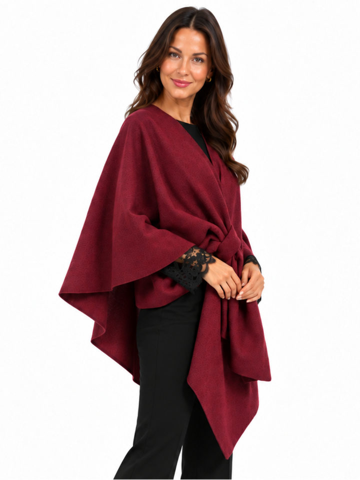 Kate & Pippa Lucia Wrap Knit In Burgundy-Nicola Ross