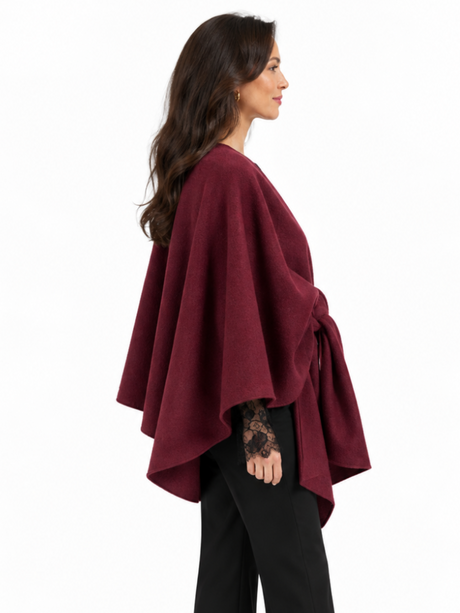 Kate & Pippa Lucia Wrap Knit In Burgundy-Nicola Ross