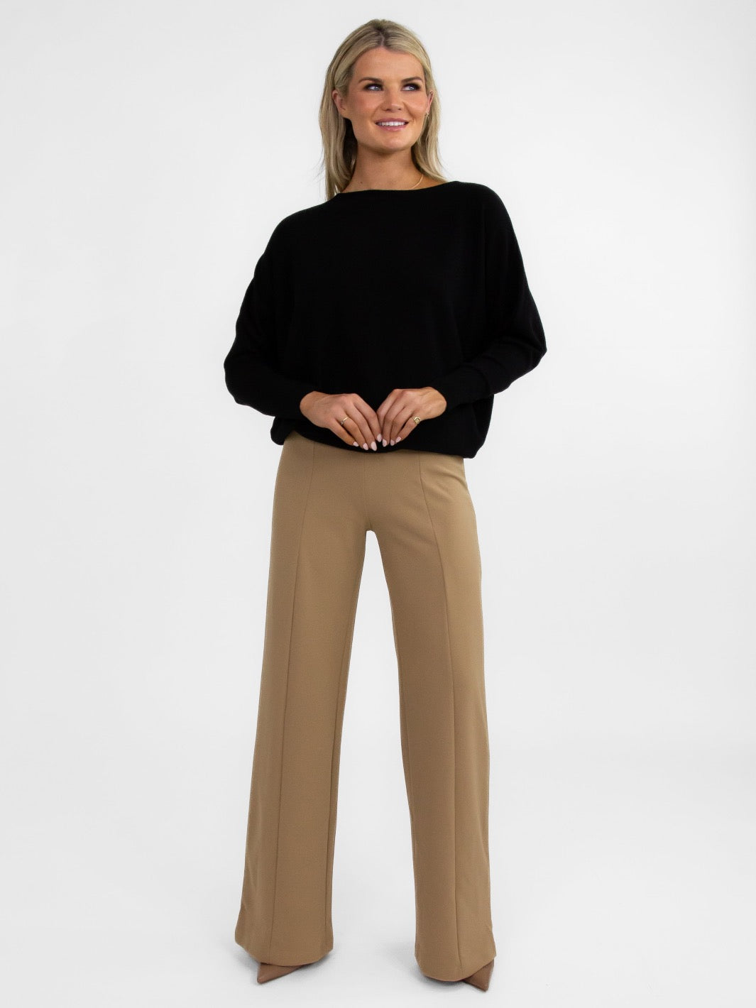 Kate & Pippa Lulu High Waist Trousers In Beige-Nicola Ross