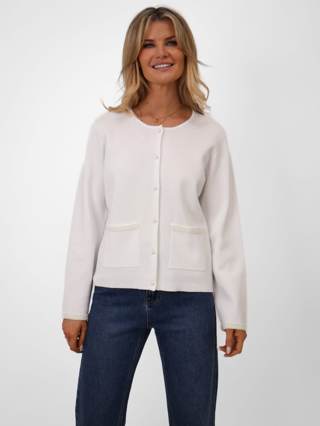 Kate & Pippa Luna Cardigan In White-Nicola Ross