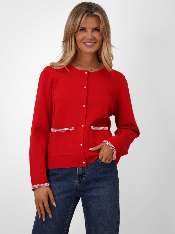 Kate & Pippa Luna Cardigan In Red-Nicola Ross