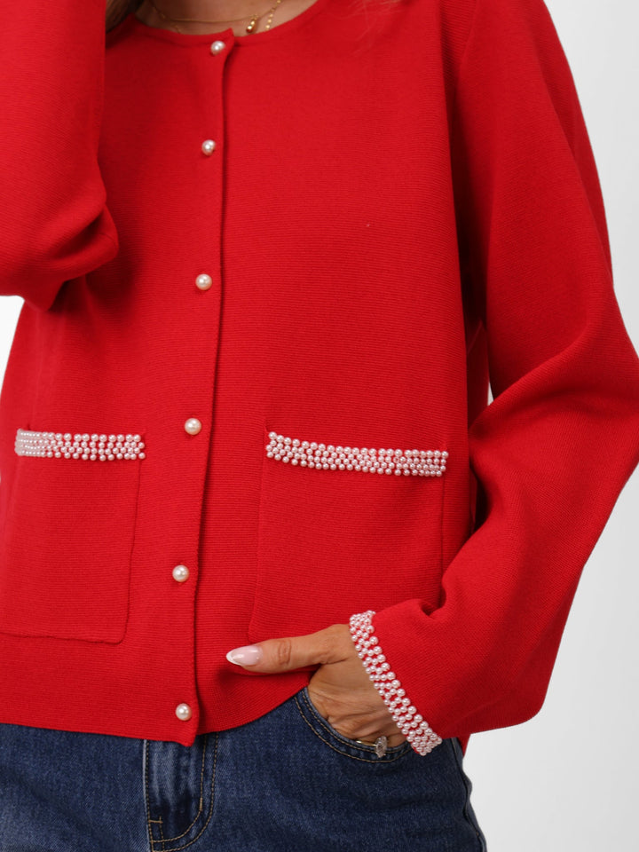 Kate & Pippa Luna Cardigan In Red-Nicola Ross