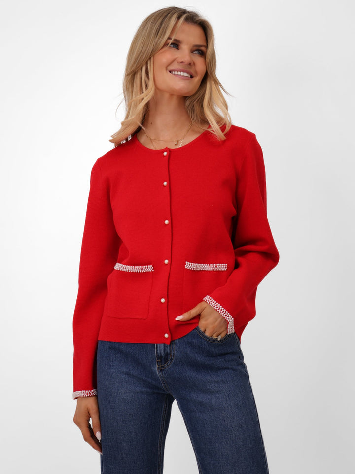 Kate & Pippa Luna Cardigan In Red-Nicola Ross