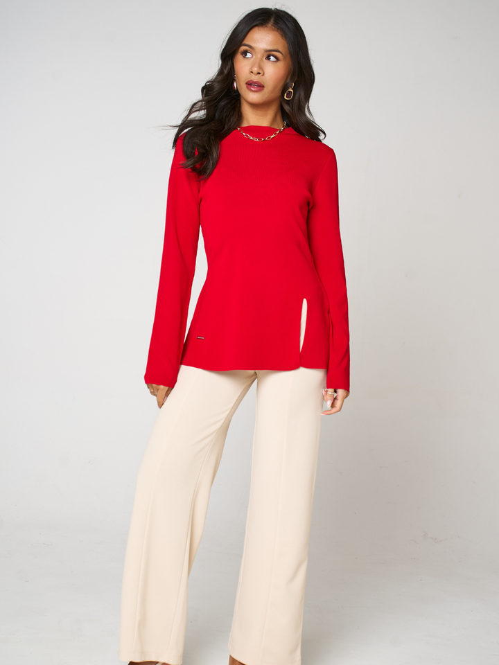 Kate & Pippa Margot Knit Top In Red-Nicola Ross