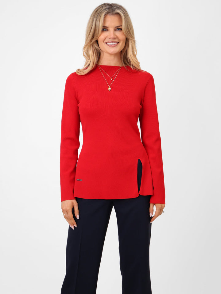 Kate & Pippa Margot Knit Top In Red-Nicola Ross