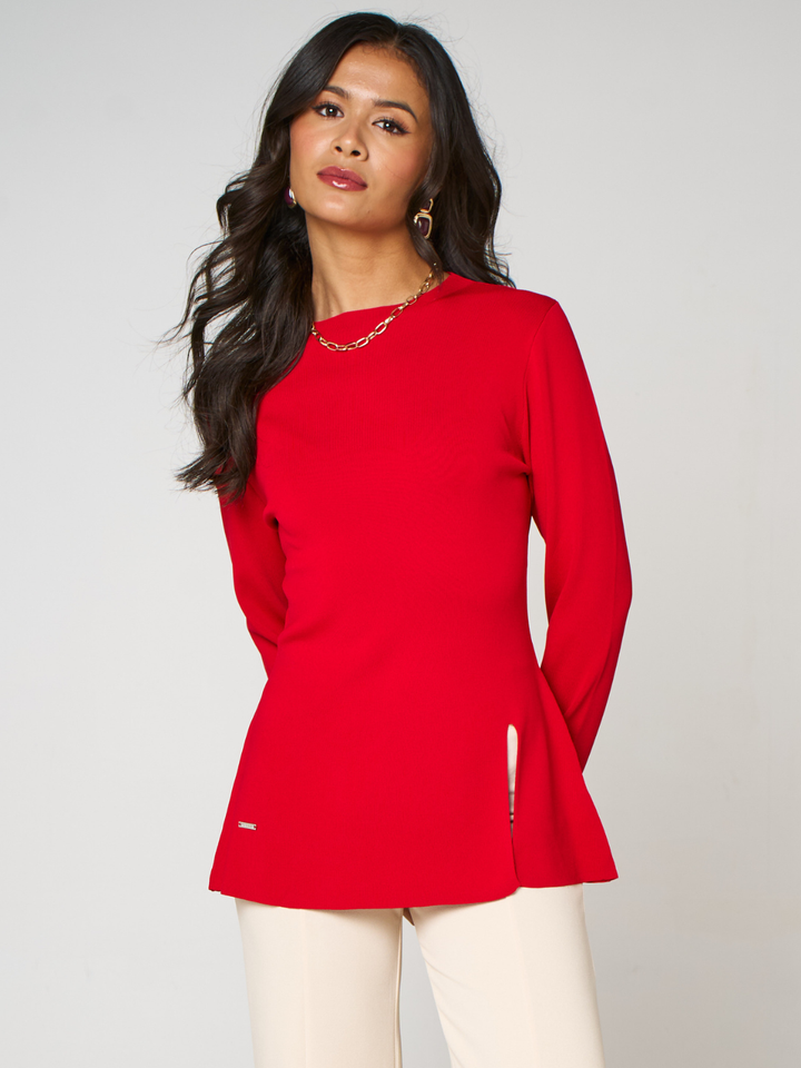 Kate & Pippa Margot Knit Top In Red-Nicola Ross