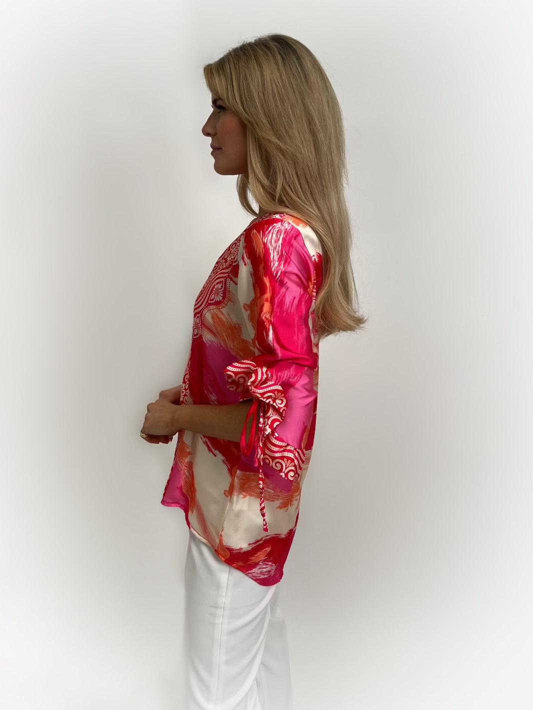 Kate & Pippa Maria Top In Coral Paisley Print-Nicola Ross