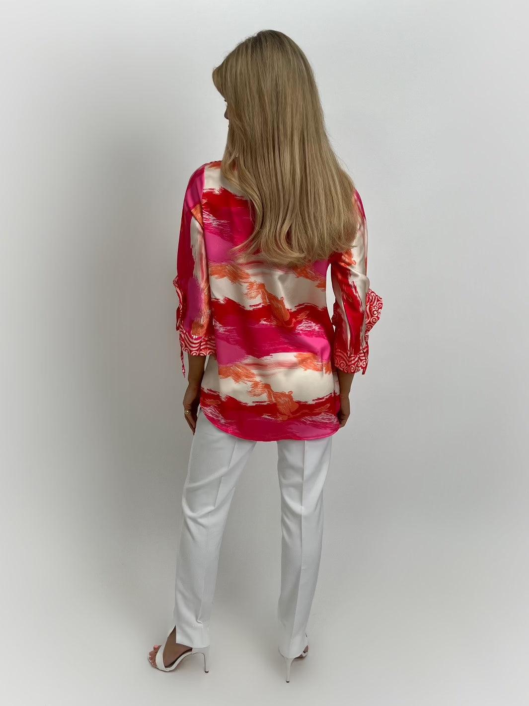 Kate & Pippa Maria Top In Coral Paisley Print-Nicola Ross