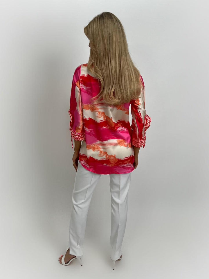 Kate & Pippa Maria Top In Coral Paisley Print-Nicola Ross