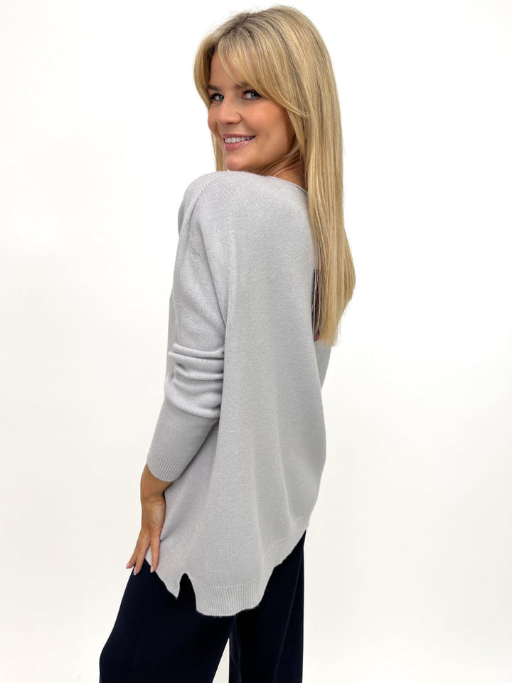 Kate & Pippa Marmi Knit Jumper In Silver-Nicola Ross