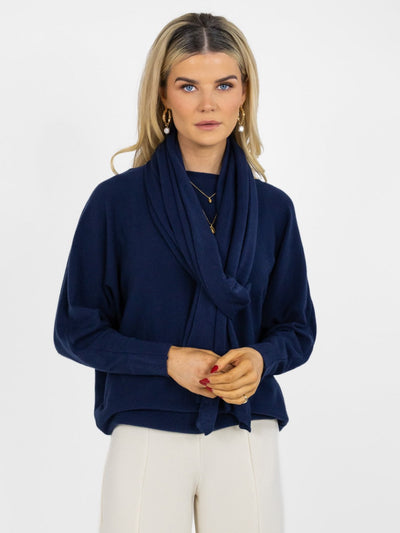 Kate & Pippa Matera Knit Scarf In Navy-Nicola Ross