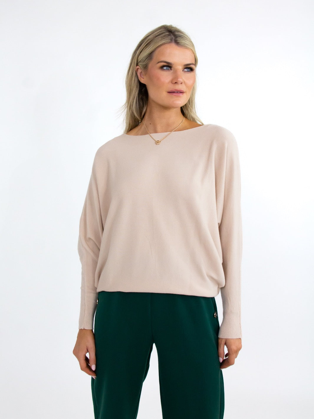 Kate & Pippa Milano Batwing Knit In Beige-Nicola Ross