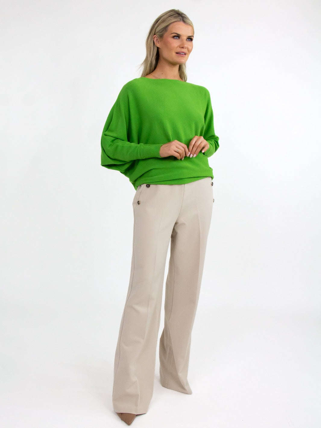 Kate & Pippa Milano Batwing Knit In Lime Green-Nicola Ross