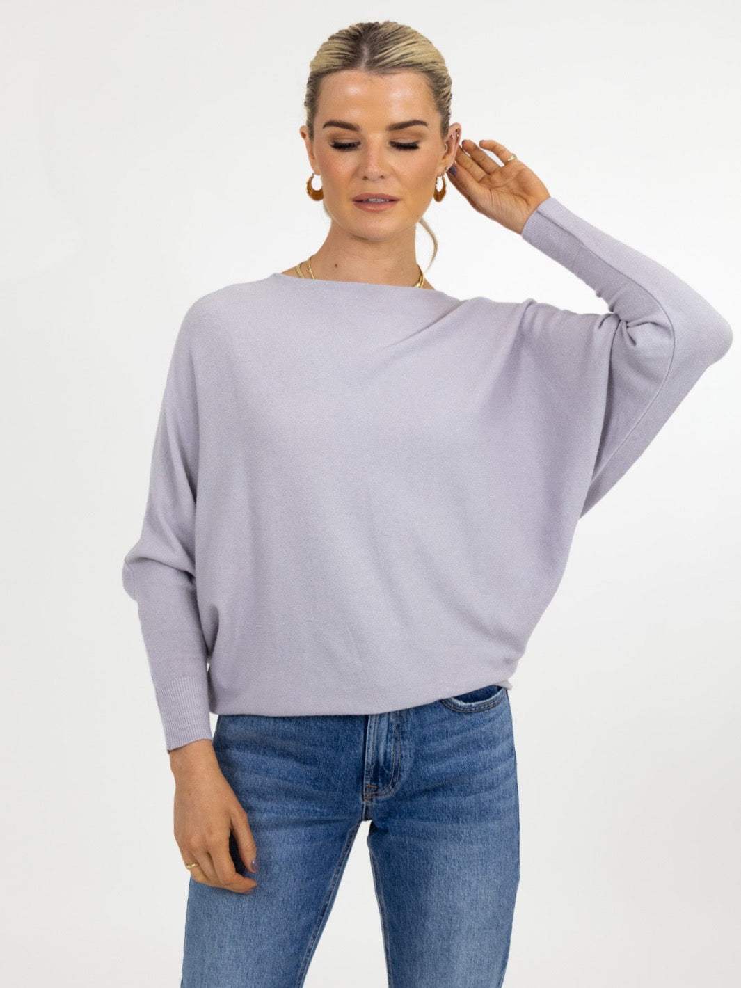 Kate & Pippa Milano Batwing Knit In Silver-Nicola Ross