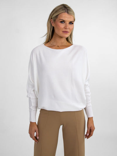 Kate & Pippa Milano Batwing Knit In White-Nicola Ross