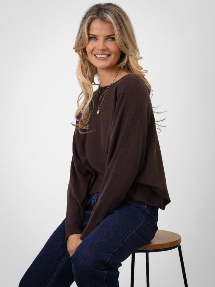 Kate & Pippa Milano Knit Jumper In Chocolate Brown-Nicola Ross