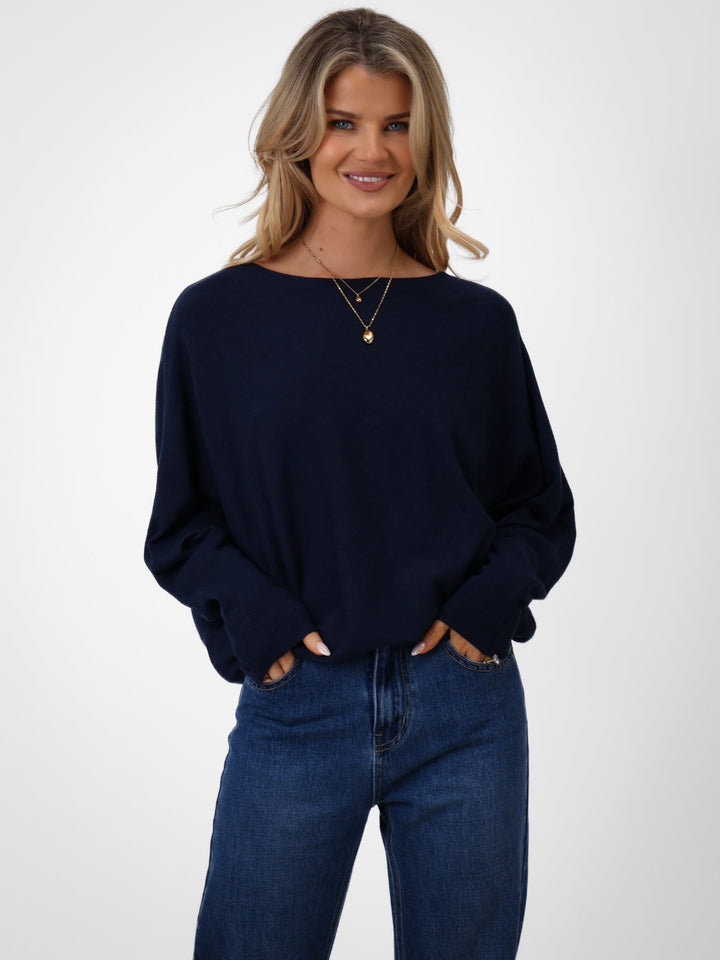 Kate & Pippa Milano Knit Jumper In Navy-Nicola Ross