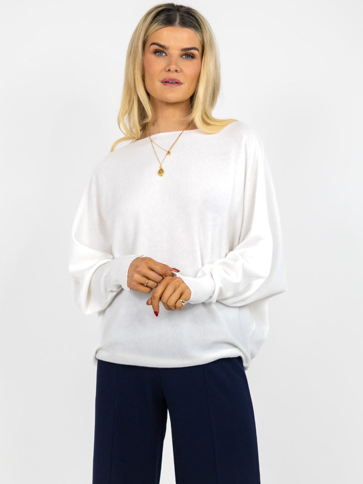 Kate & Pippa Milano Knit Jumper In White-Nicola Ross