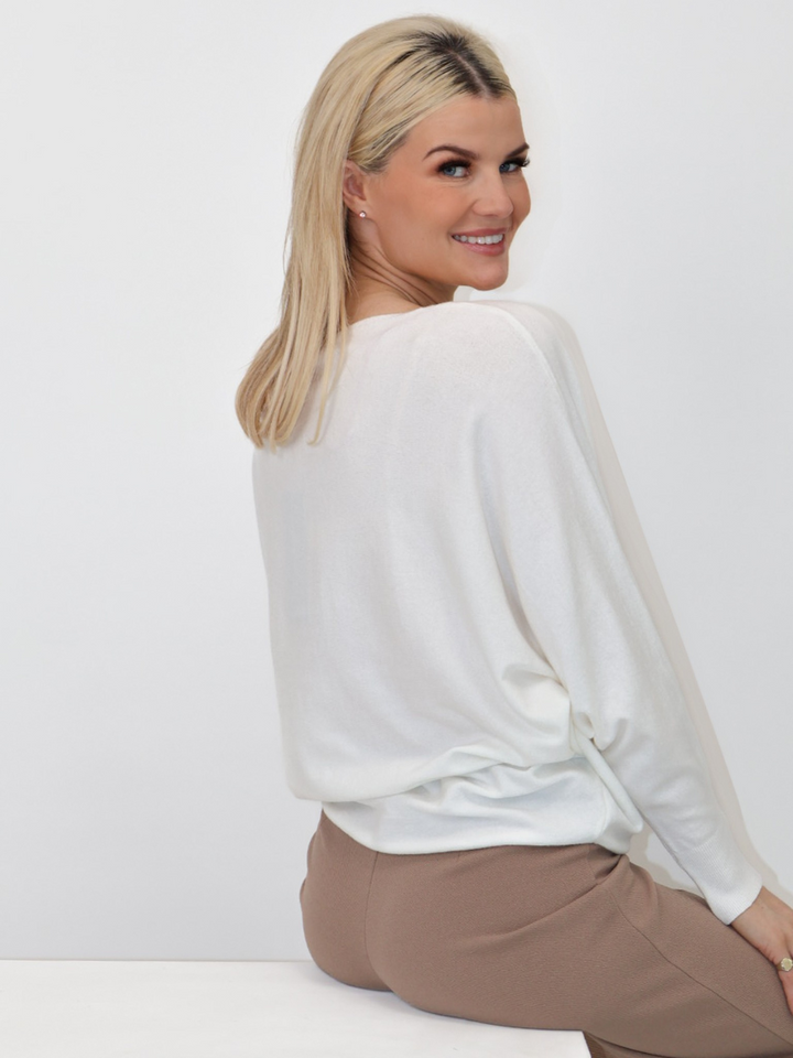 Kate & Pippa Milano Knit Jumper In White-Nicola Ross