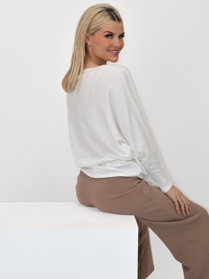 Kate & Pippa Milano Knit Jumper In White-Nicola Ross