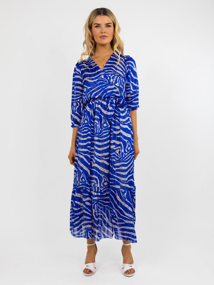 Kate & Pippa Modena Maxi Dress In Blue Print-Nicola Ross