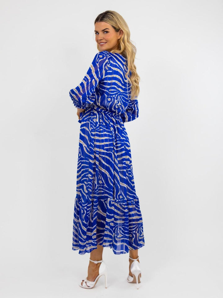Kate & Pippa Modena Maxi Dress In Blue Print-Nicola Ross