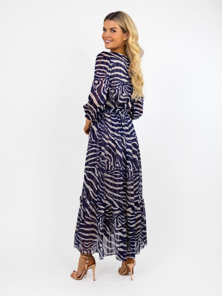 Kate & Pippa Modena Maxi Dress In Navy Print-Nicola Ross