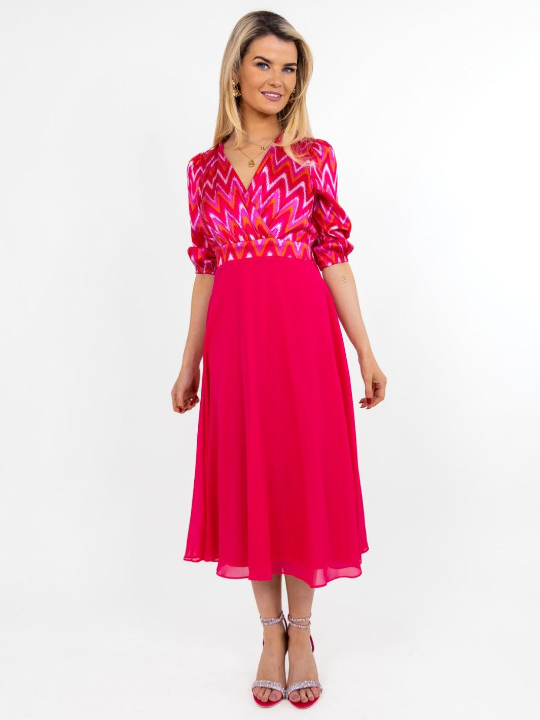 Kate & Pippa Monroe Midi Dress In Cerise Pink-Nicola Ross
