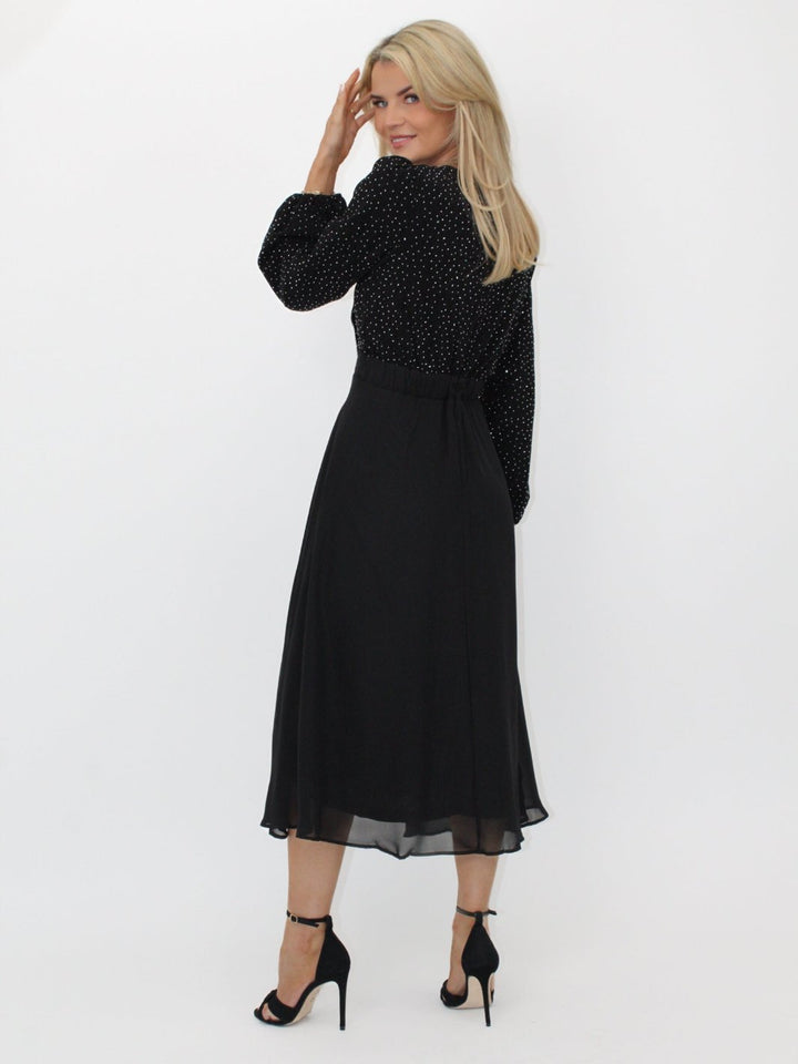 Kate & Pippa Monroe Midi Dress In Black / Silver Sparkle-Nicola Ross