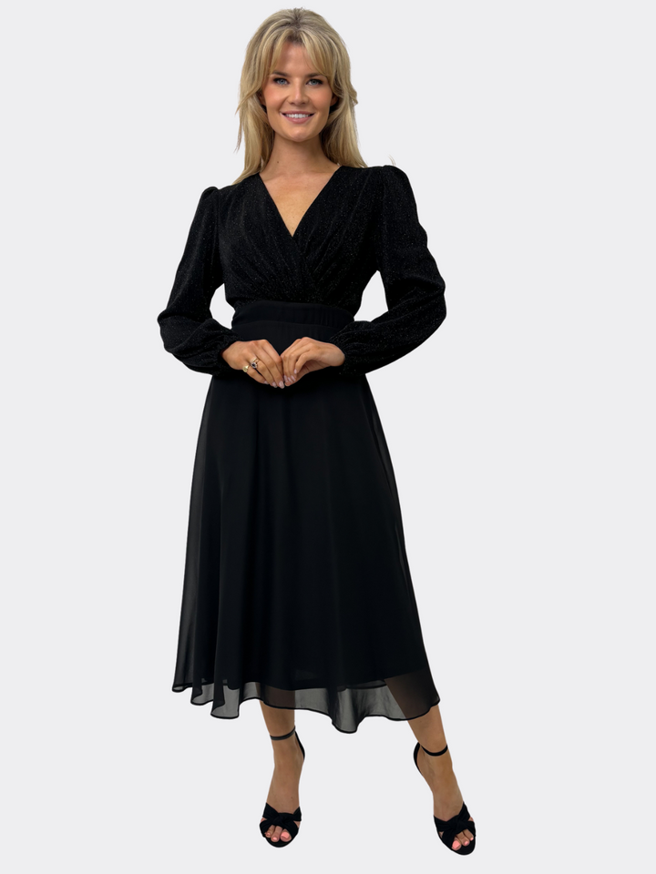 Kate & Pippa Monroe Midi Dress In Black Sparkle-Nicola Ross
