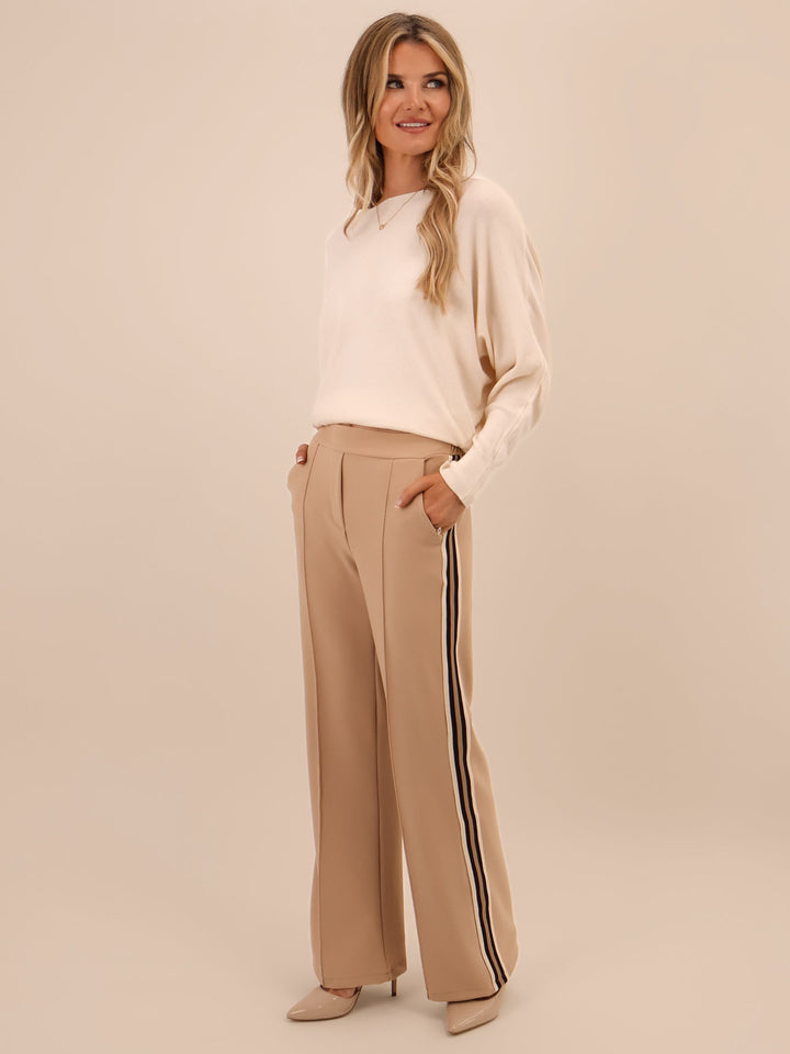 Kate & Pippa Nicks Stripe Trousers In Beige-Nicola Ross