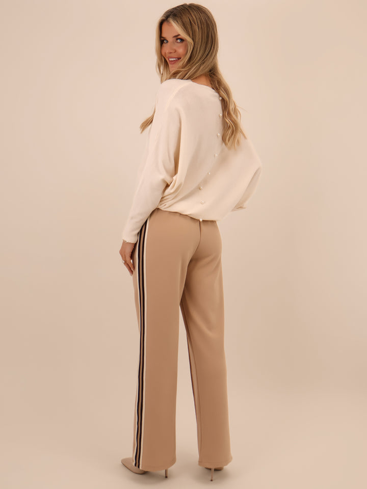 Kate & Pippa Nicks Stripe Trousers In Beige-Nicola Ross