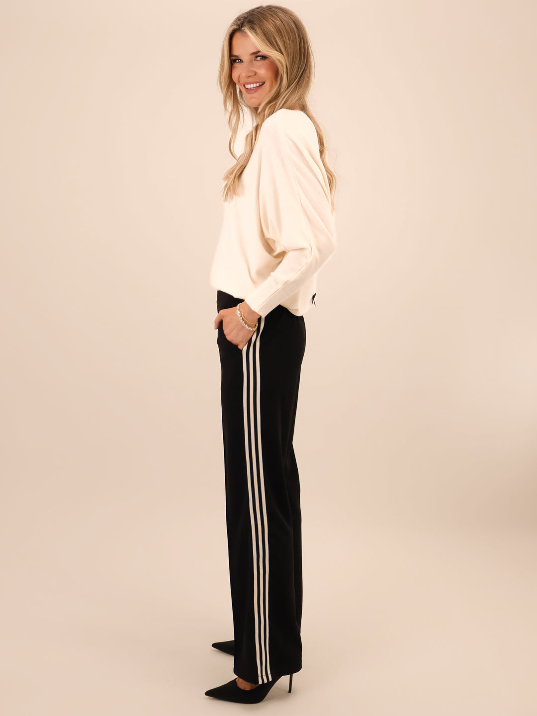 Kate & Pippa Nicks Stripe Trousers In Black-Nicola Ross
